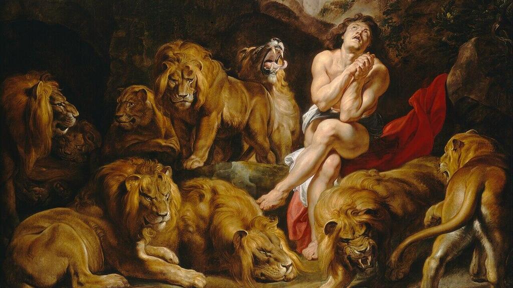 Daniel in the lions’ den — a 17th-century painting by Peter Paul Rubens דניאל בגוב האריות – ציור של פטר פאול רובנס מהמאה ה-17