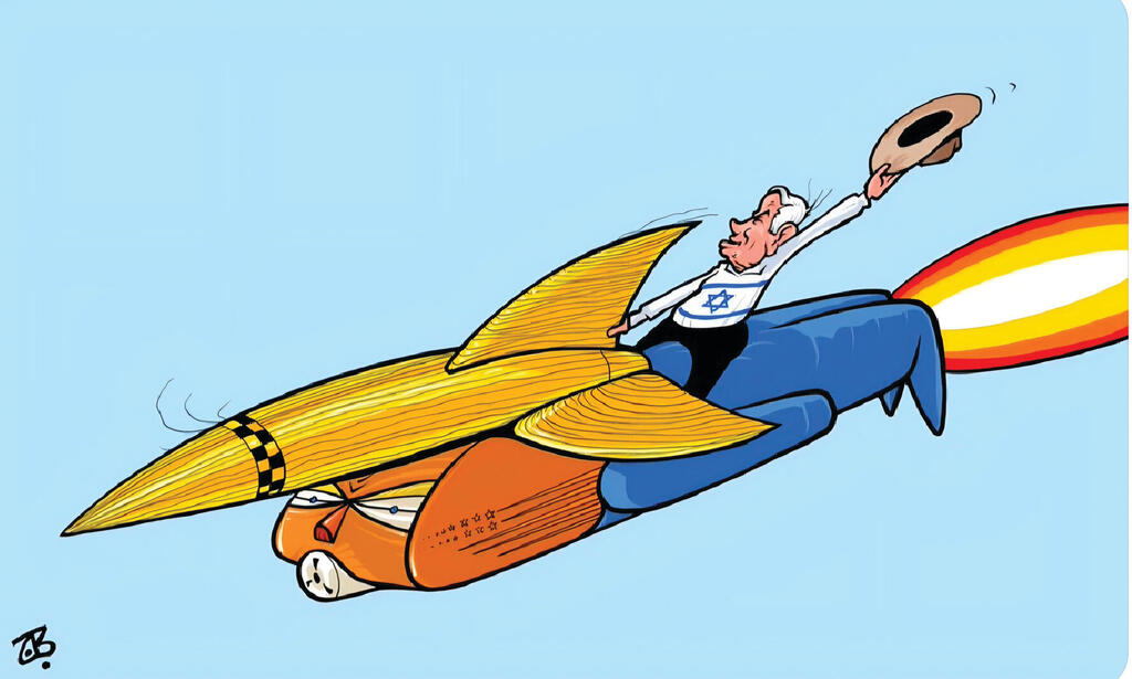 המסר בקריקטורות שפורסמו השבוע בעיתון "אל־ערבי אלג'דיד", שיוצא בבריטניה במימון קטאר: נתניהו דחף את טראמפ למלחמה