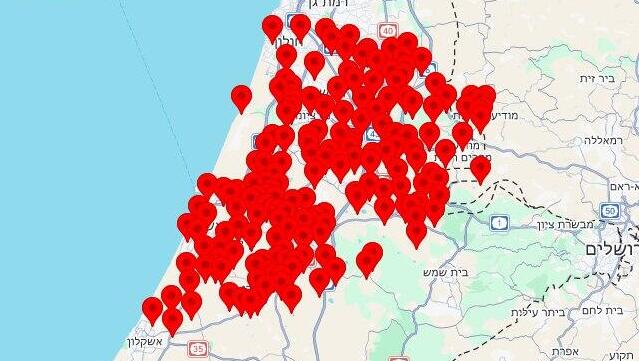 צילום: מתוך צופר מפה מפת התראות מקדימות אזעקה אזעקות מרכז שפלה