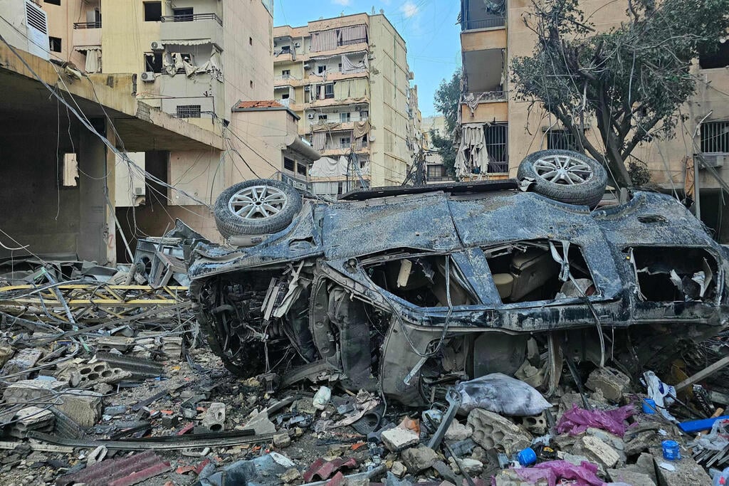 צילום: AFP נזקי התקיפות בביירות