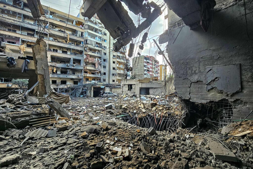 צילום: AFP נזקי התקיפות בביירות