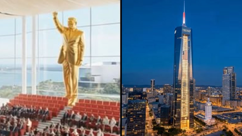 מגדל ענק - ופסל מזהב: טראמפ חושף את התוכנית ל