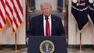 נשיא ארה"ב דונלד טראמפ בעדכון על המלחמה עם איראן בבית הלבן