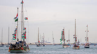 Symbolic send-off of the Global Sumud Flotilla, in Barcelona, Spain, on Sunday