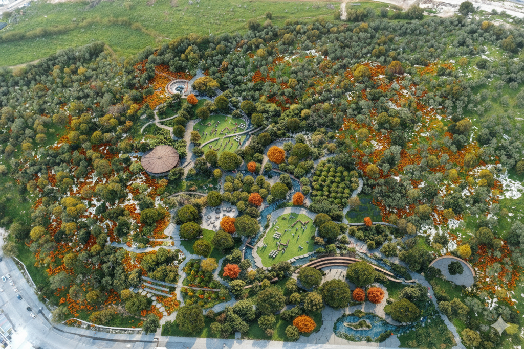 Virtualization: Izy Blank Landscape Architects "הגן הכתום" במגדל העמק לזכרם של בני משפחת ביבס