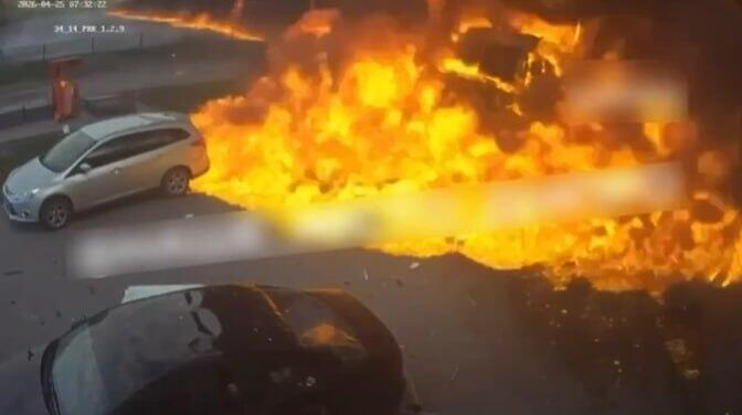 אוקראינה הפצצה רוסית רוסיה תחנת דלק ב דניפרו