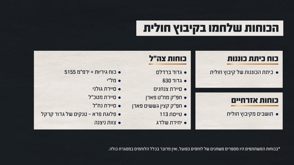 הכוחות שלחמו בקיבוץ חולית