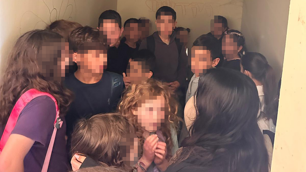 תלמידי הצפון במתקפת הכטב"מים אתמול ( צילום: שימוש לפי סעיף 27א' בחוק זכויות יוצרים ) תלמידי הצפון מתמגנים
