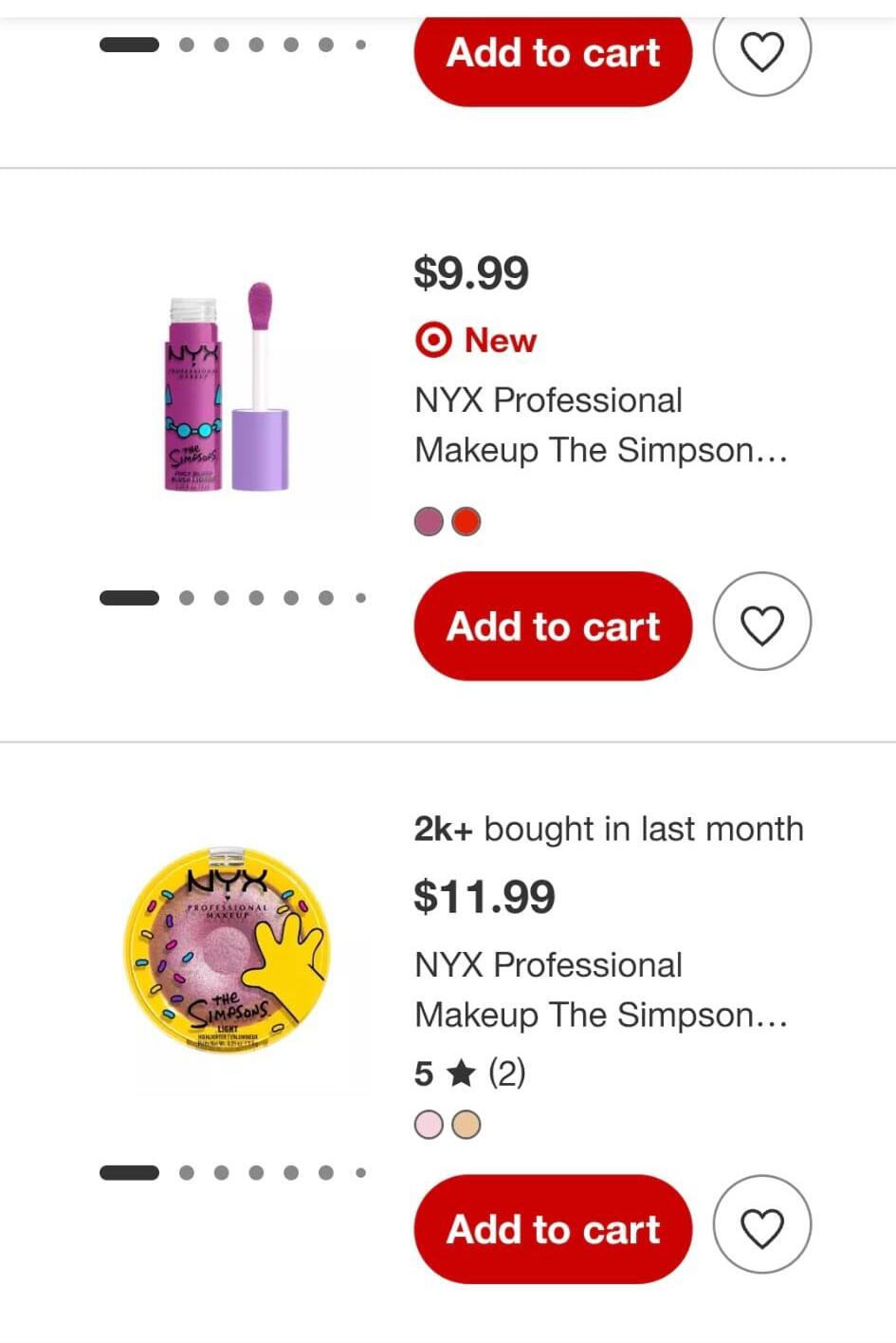 מחירי סימפסונס NYX בטרגט מחירי סימפסונס NYX בטרגט