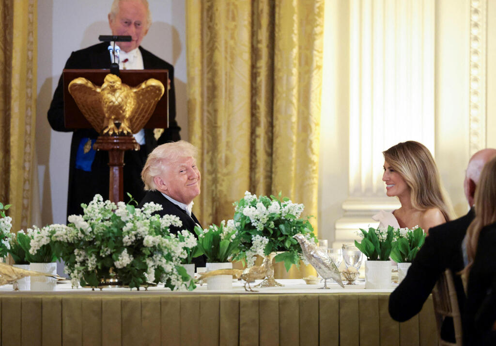 צילום: REUTERS/Evelyn Hockstein נשף ב הבית הלבן ארה"ב עם טראמפ ו מלך בריטניה צ'רלס