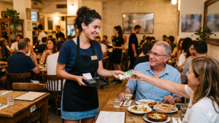 במדינה הזאת שונאים לתת טיפ למלצרים במסך דיגיטלי
