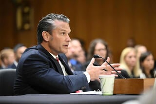 US Defense Secretary Pete Hegseth testifies during a Senate Committee on Appropriations hearing on Capitol Hill 