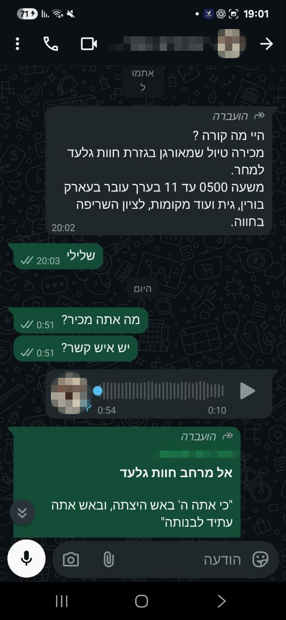 התכתבויות מהלילה שקדם לטיול הקטלני בשומרון